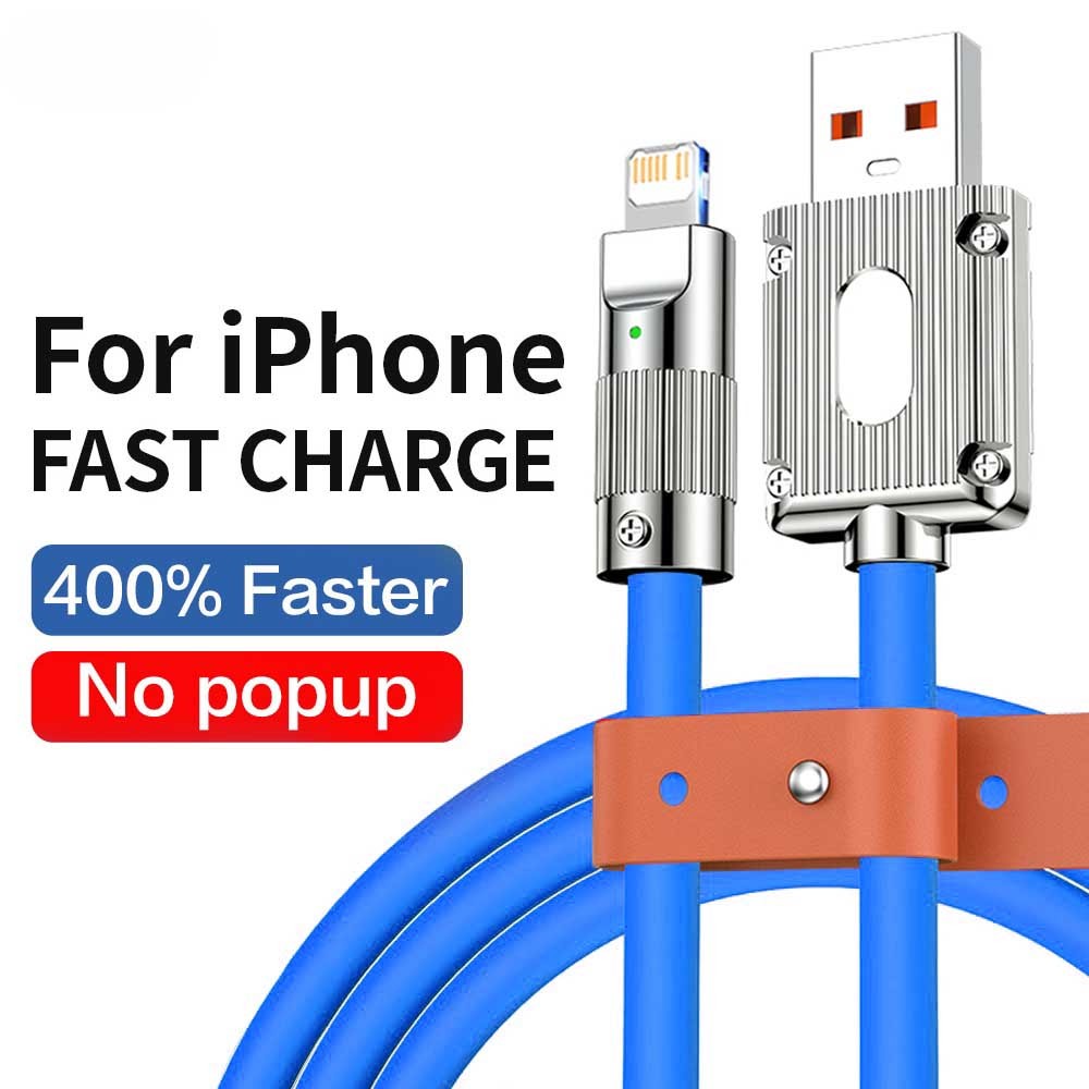120W 6A for IOS (BLUE) meter Super F1ast Charger Silicone Cable