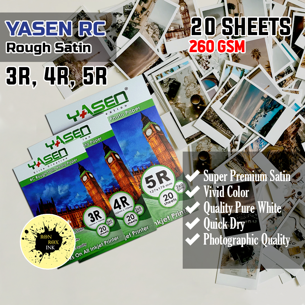 Yasen RC Rough Satin Water Proof Photo paper 260 GSM 3R 4R 5R | Shopee ...