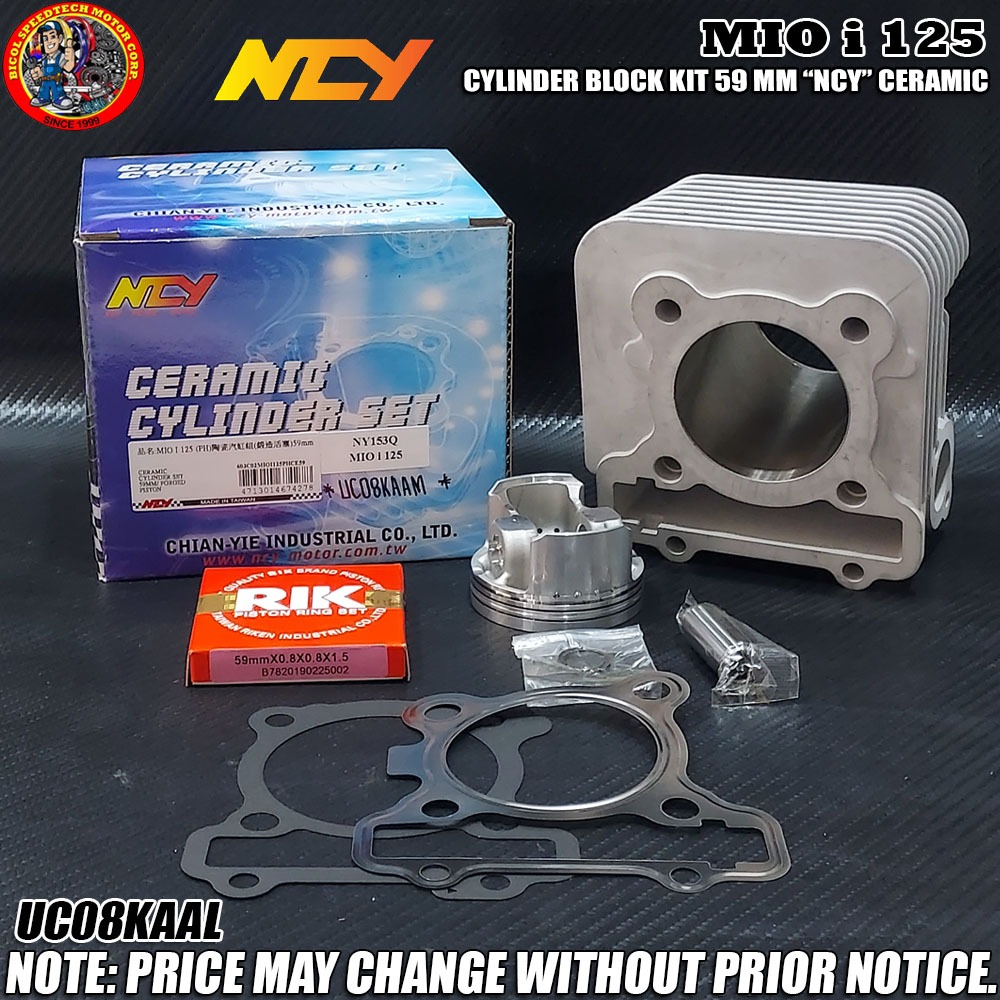 MIO I 125 CYLINDER BLOCK KIT 59MM CERAMIC NCY (UC08KAAM) | Shopee ...