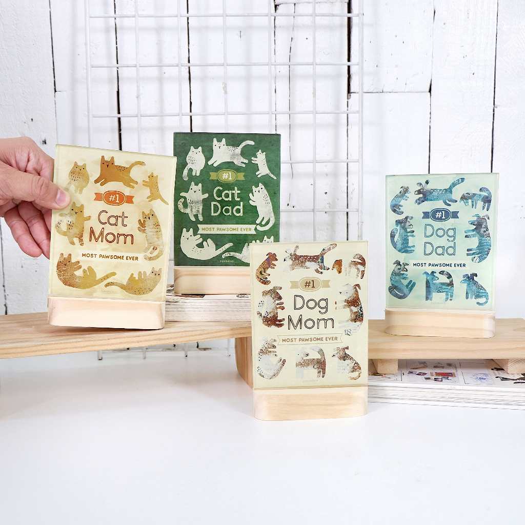 Papemelroti Pet Mom Dad Curved Glass Plaque | Pet Lover Cat Dog Dad Mom ...