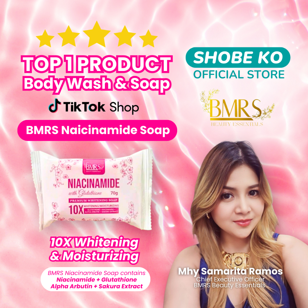 SHOBE KO 5PCS BMRS Niacinamide Soap 70g with FREE Liptint, Collagen ...
