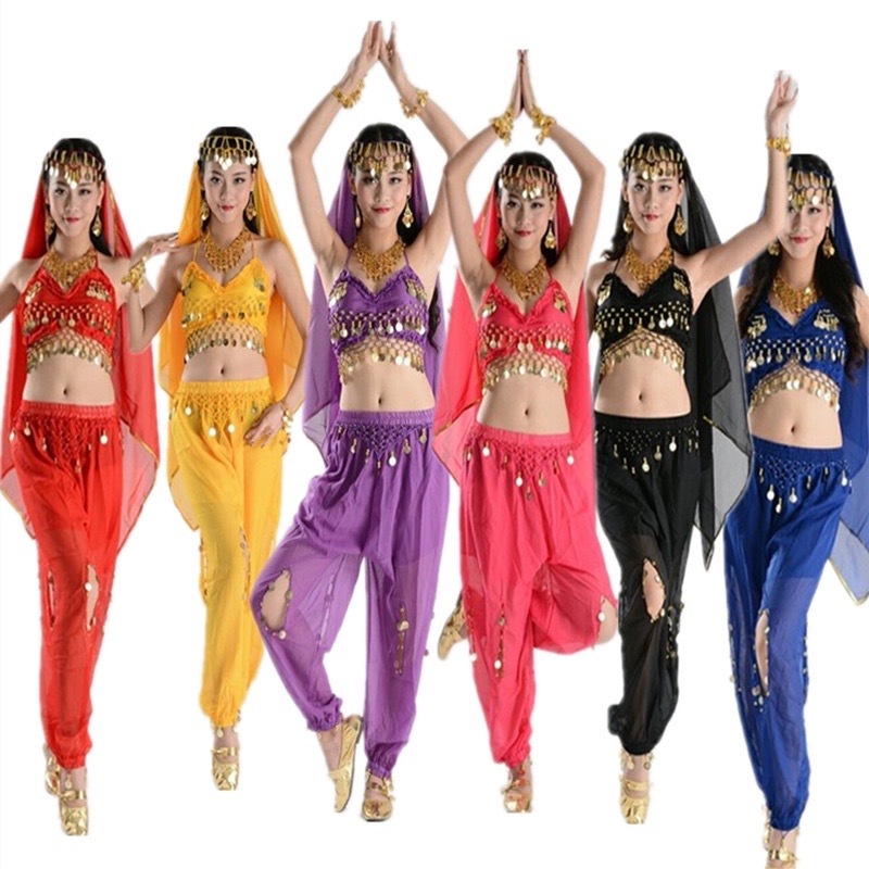 Belly Dance Costume Set Top Mesh AB Stones Skirt 2pcs Oriental