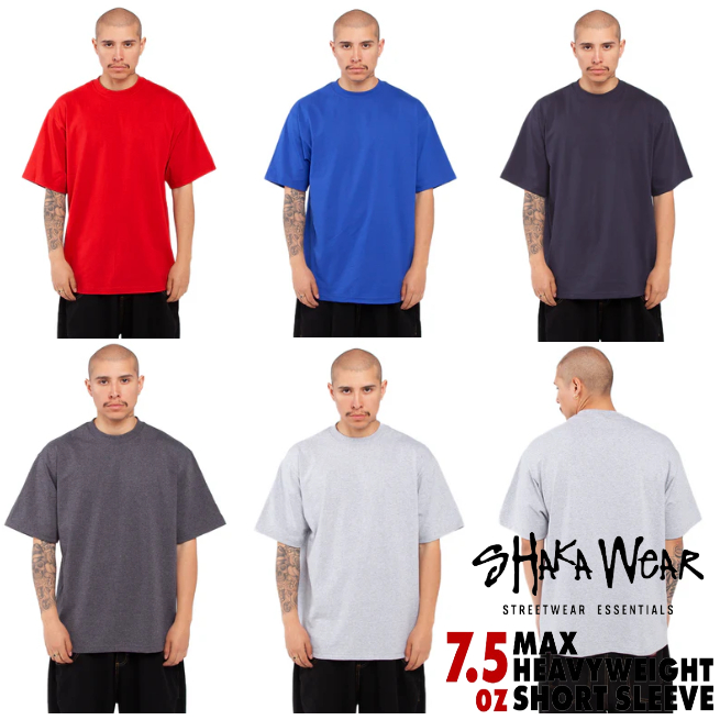 Shaka Wear Max Heavyweight TShirt ( Red/ Royal/ Navy/ Charcoal/ Grey