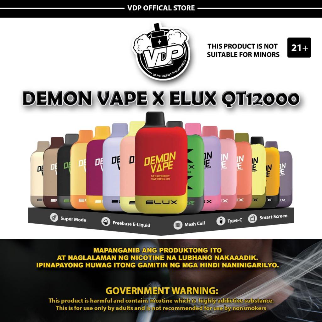 Demon x Elux QT12000 Disposable Vape Depot Philippines VDP Shopee