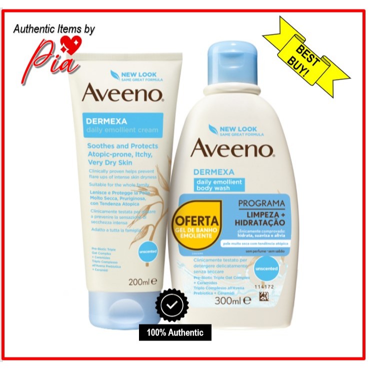 Aveeno Dermexa Cream 200mL + Body Wash 300mL Combo Kit | Shopee Philippines