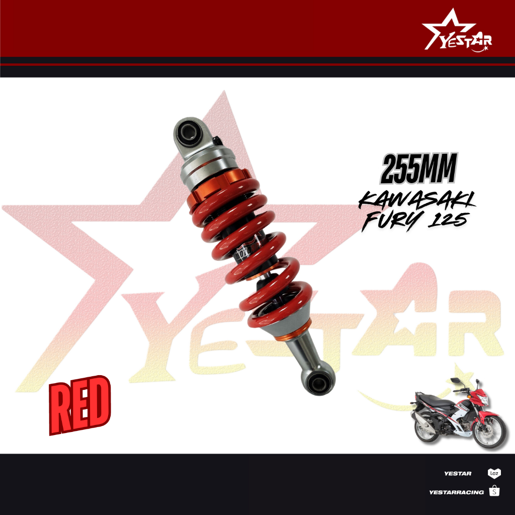 YESTAR PH 1 Pc Kawasaki Fury 125 255mm Rear Shock Absorber Suspension ...