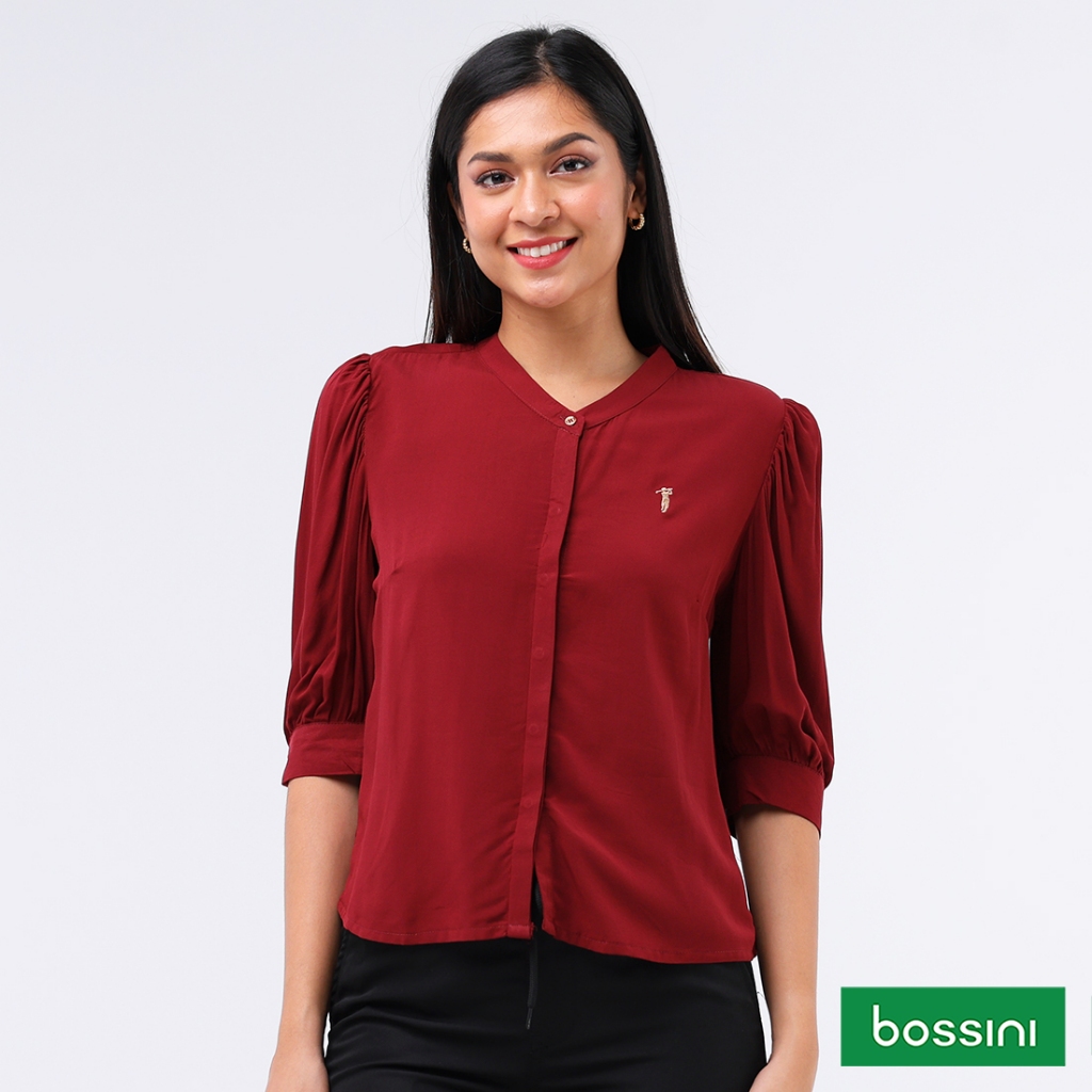 Bossini Ladies Woven Plain Rayon Short Sleeve Blouse OLT04-0508 ...