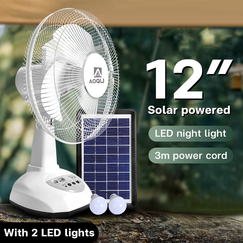 solar electric fan with panel 12 Inch standard rechargeable portable ...