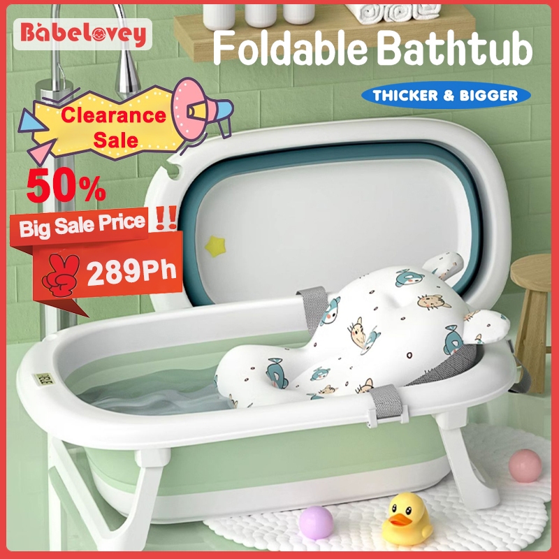[Clearance Sale] Baby Bath Tub Foldable Bathtub With Bath Mat NonSlip
