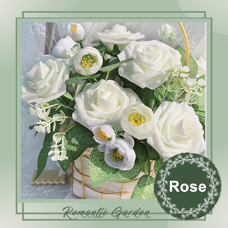 Rose Artificial Flowers Head PE Foam Fake Flowers Bride Bouquet For ...
