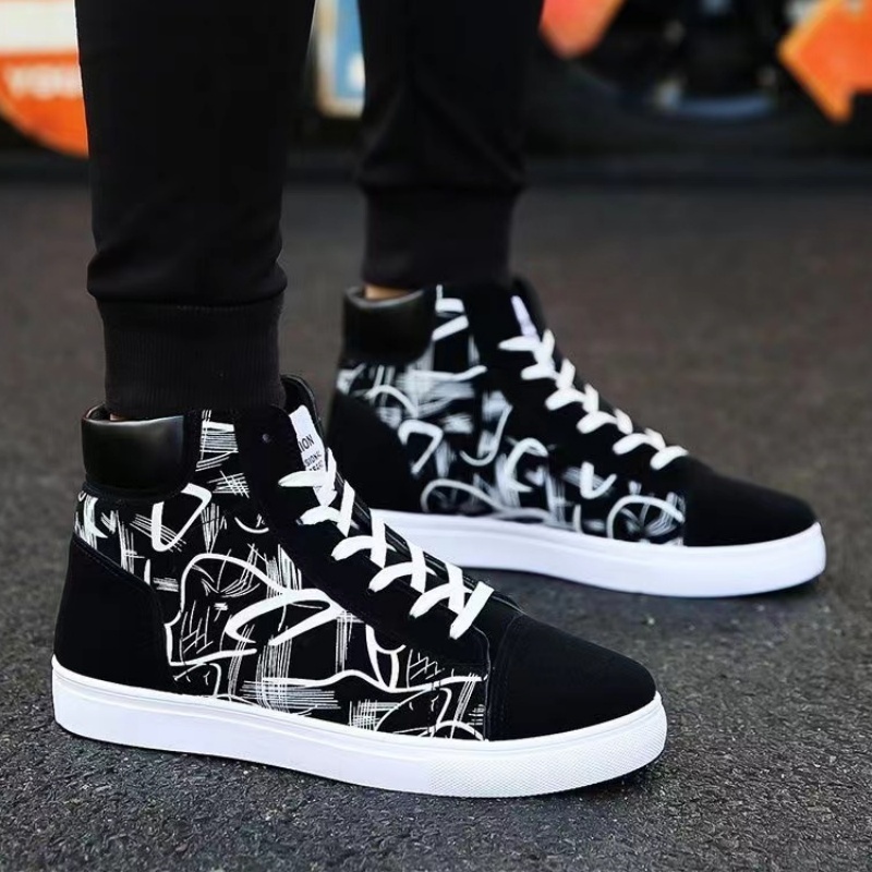 Men High Cut Sneakers Korean Fashion Canvas Shoe Breathable Sports