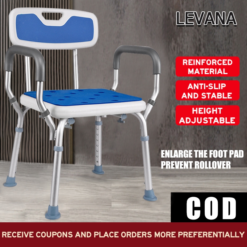 U-Shaped Shower Chair With Back And Removable Armrest – Safe Bath Seat For Elderly, Pregnant, Disabled – 330lb Capacity