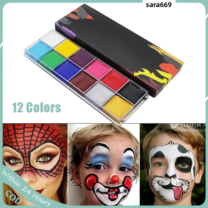 12 Colors Face Body Paint Oil Professional Halloween Party Makeup ...