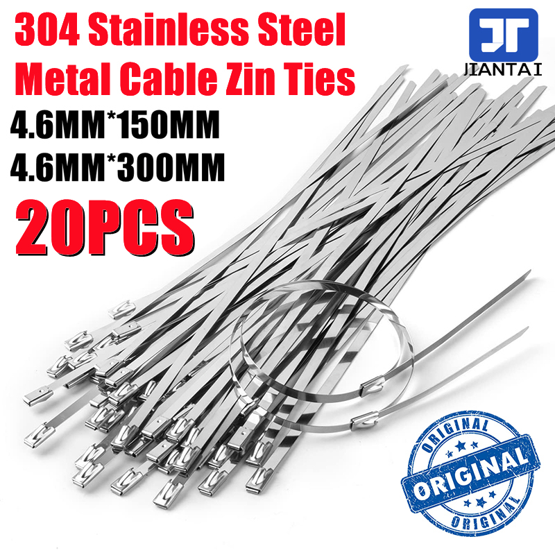 20PCS Metal Cable Tie Locking Zip Tie Stainless Steel Cable Wire Tie ...