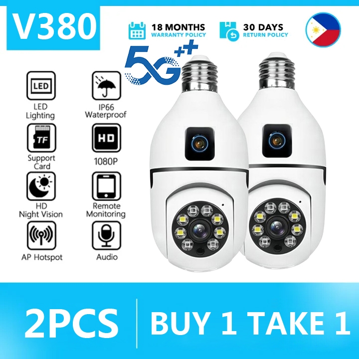 V380 Pro Dual Lens CCTV Bulb Camera 5G No WIFI Needed Outdoor BUY 1 ...