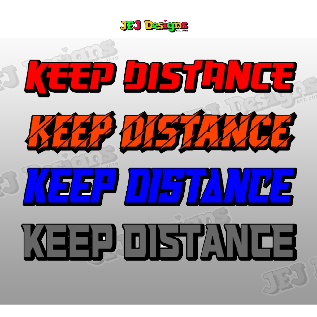 KEEP DISTANCE With Black Outline Cutout Vinyl Sticker | Shopee Philippines
