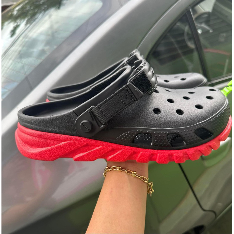 Crocs Duet Max in Black Varsity Red Shopee Philippines