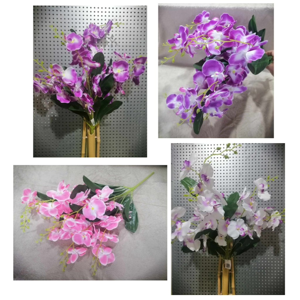 Artificial Flowers Butterfly Orchids Real Touch Double Branch Silk ...