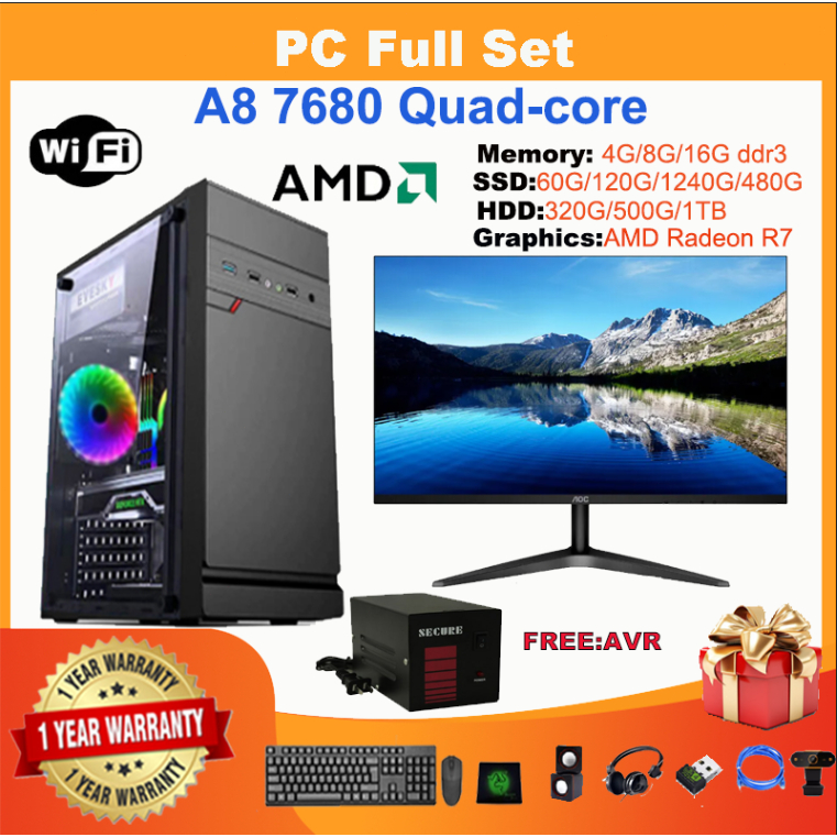 Desktop Gaming Pc Set Amd Desktop Computer Set A8 7680 3 9 Ghz R7 Graphics A6 A4 6300 4g 8gb 16g