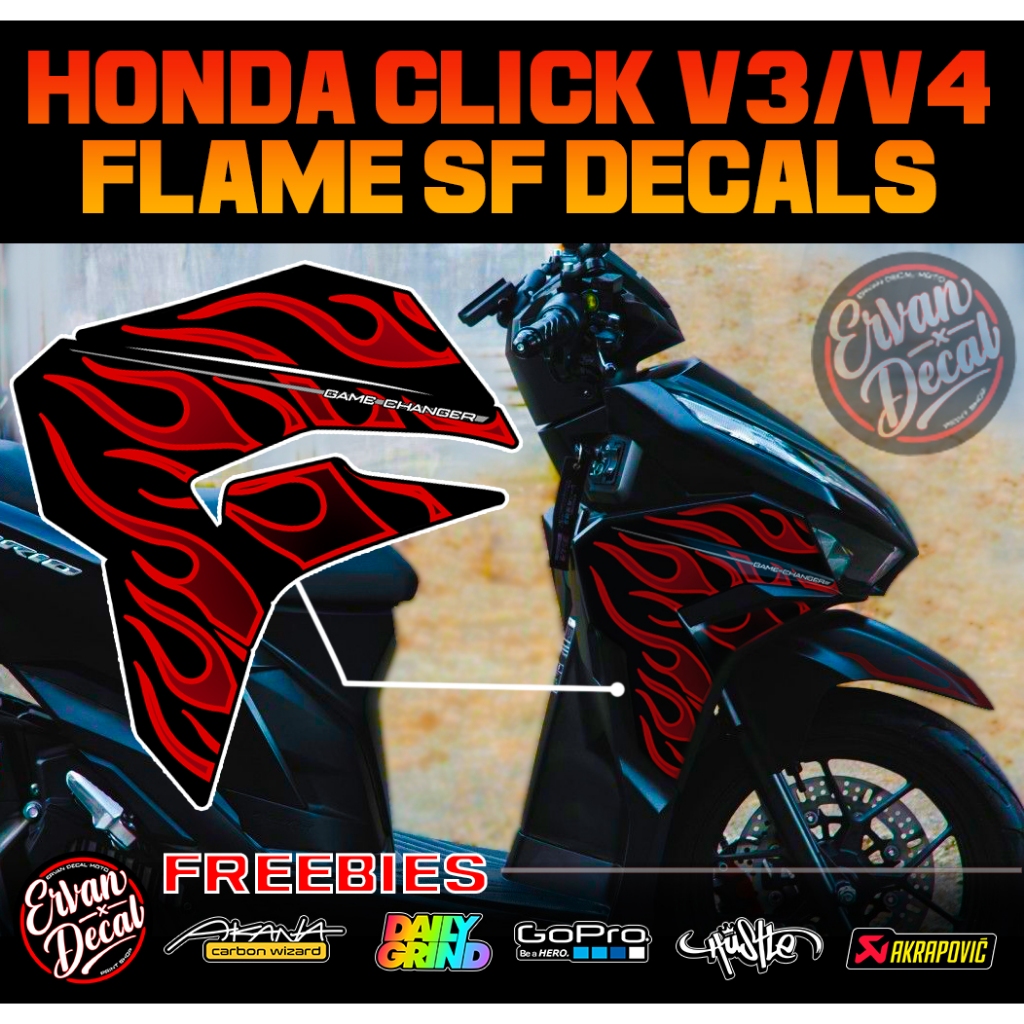 HONDA CLICK 125 VERSION 3 2023 FLAME SF STICKER DECALS | Shopee Philippines