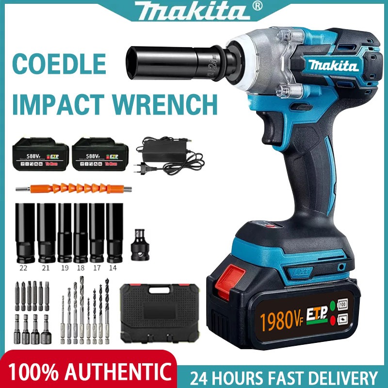 Makita Cordless Brushless Electric Impact Ratchet Wrench Rechargeable Power Tool Shopee