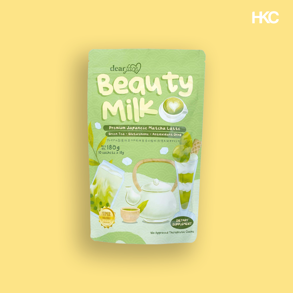 Beauty Milk by Dear Face Matcha Latte Green Tea Glutathione Antioxidant ...