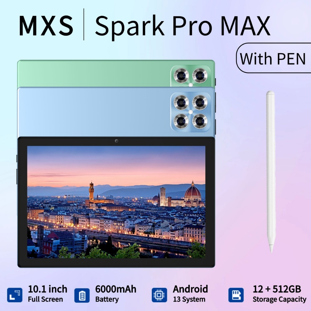 MXS Spark Pro MAX Tablet WITH PEN 6000mAh 10.1inches HD Camera 12Ram ...