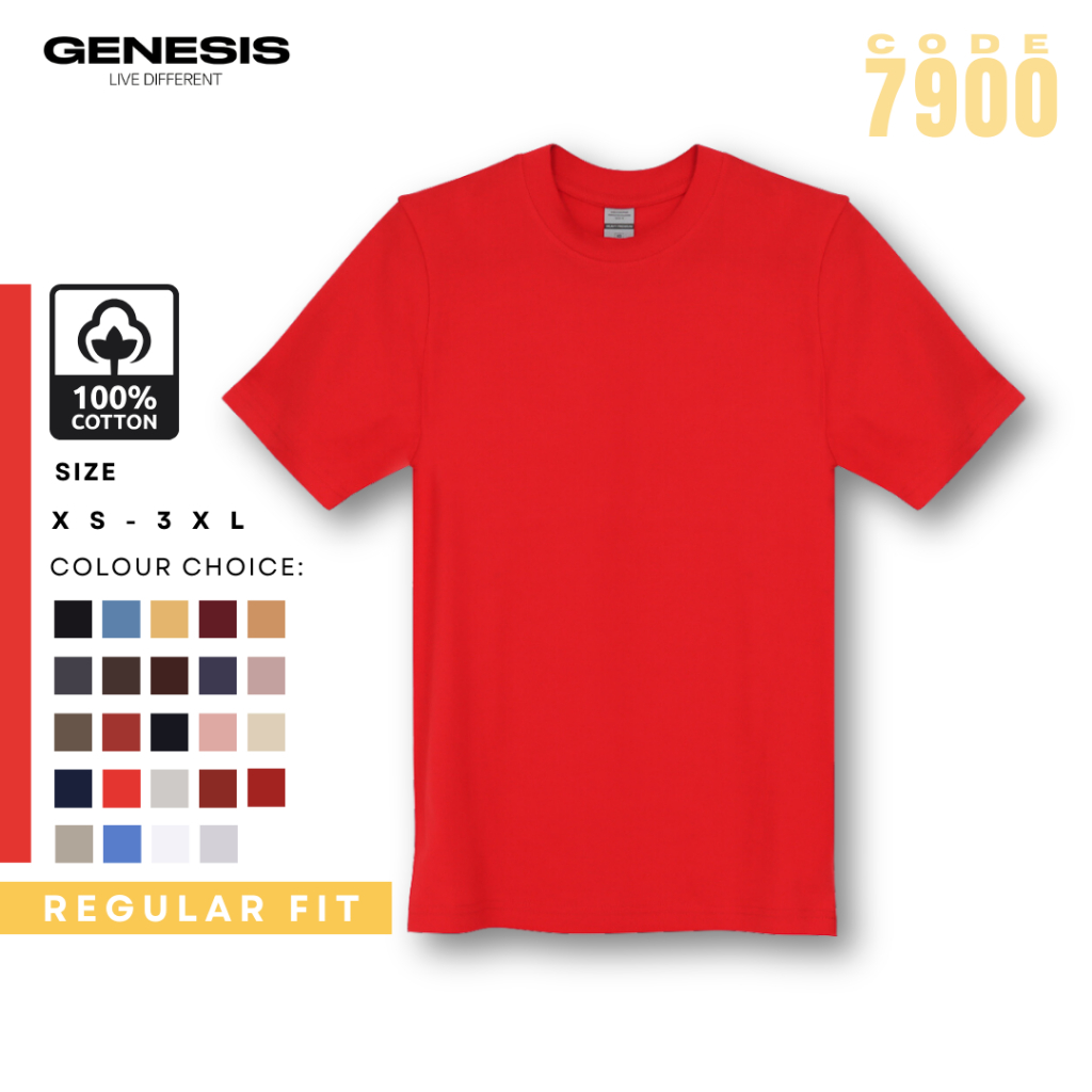 Genesis Clothing Co- (RED) #7900 Unisex Heavy Premium Cotton Tee ...