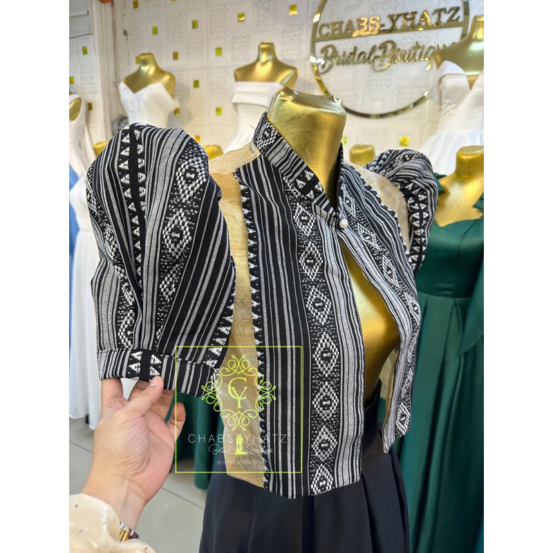 Bolero Modern Filipiniana Ethnic inabel and skirt for graduation oath ...