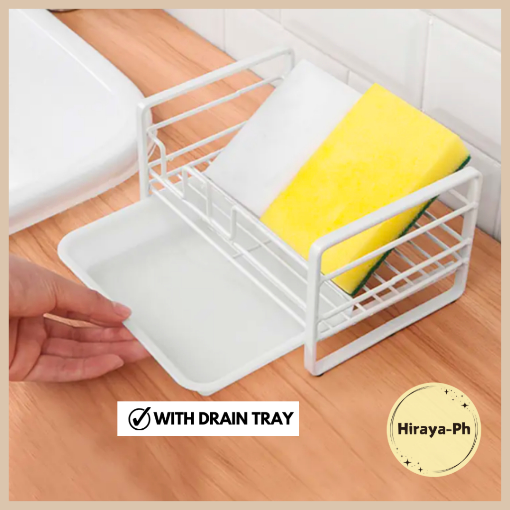 Hiraya Ph Dish Sponge Rack Holder Stainless Steel with Drainer Tray for ...