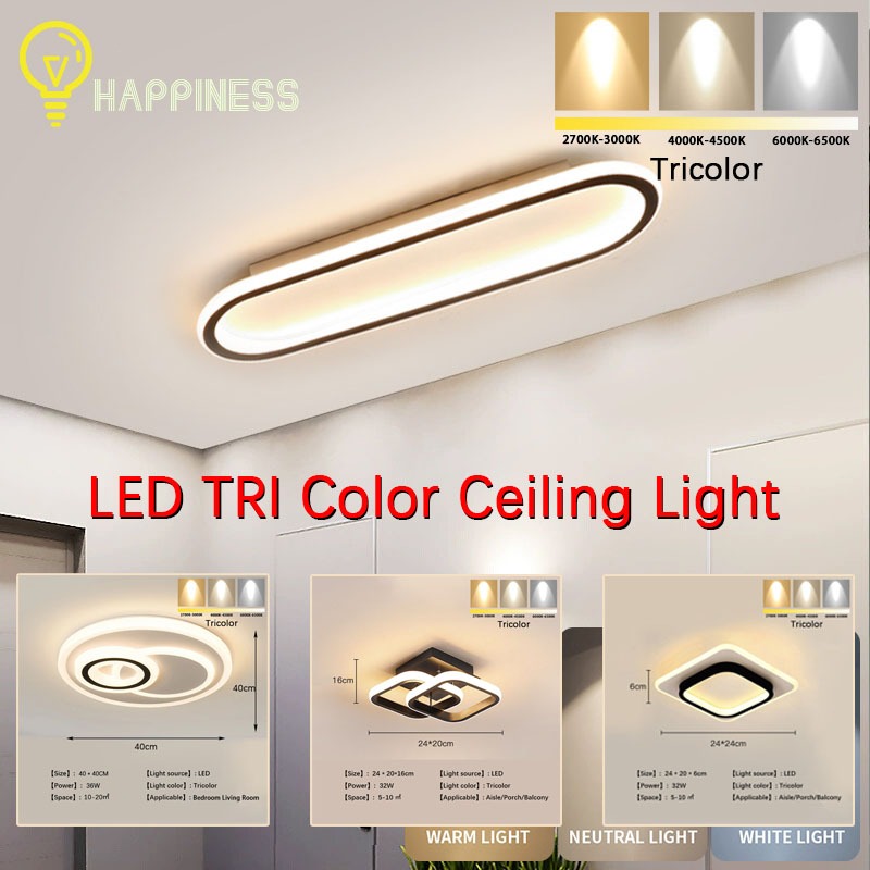LED Ceiling Light Nordic Simple Recessed Tri-Color Dimmable Lamp for ...