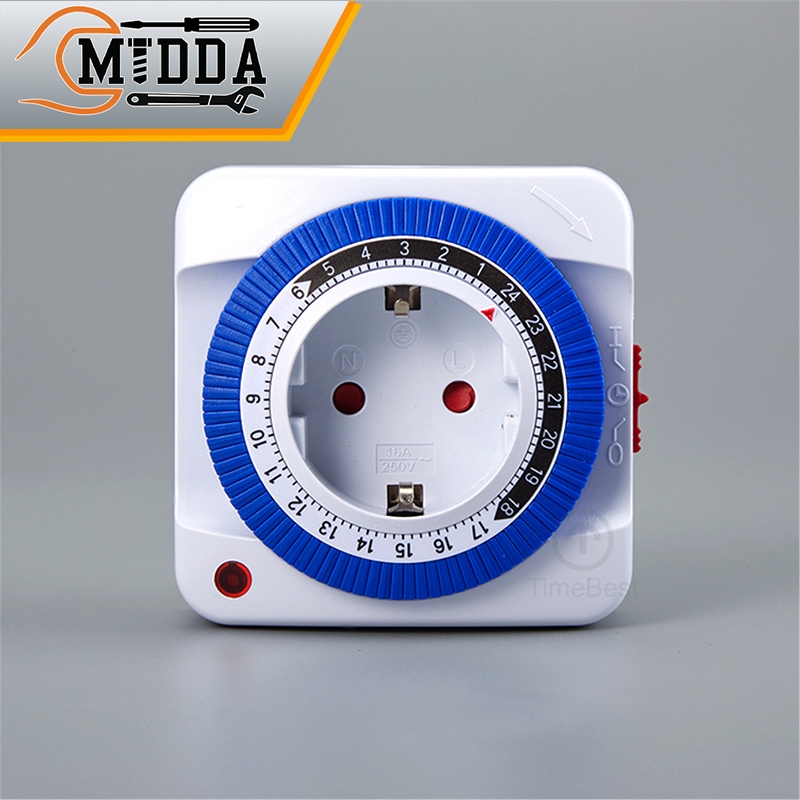 Home Socket Mechanical Program 24 Hours Timer Switch Socket Wall Outlet ...