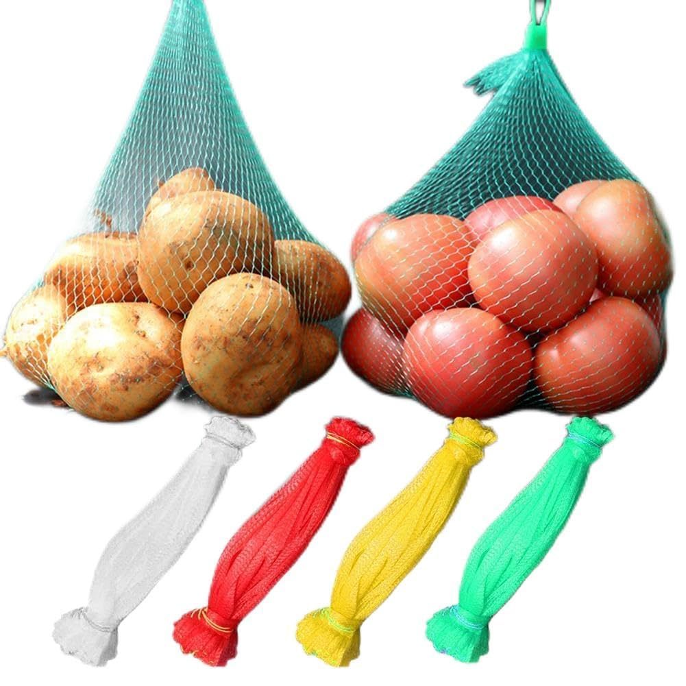 100pcs Reusable Mesh Bags 14Inch Produce Grocery Packing Net Sacks PE ...