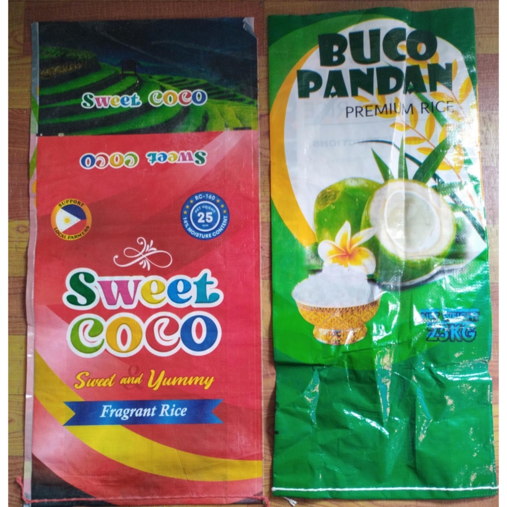 (50 & 100pcs) 25KG Used Empty Sacks/Misprint Assorted Rice Sack, Thrash ...