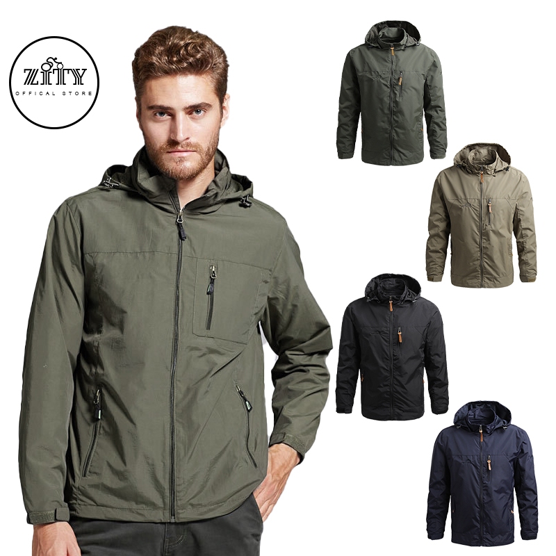 Outdoor Waterproof Men s Jacket Windproof Waterproof Jacket Work Shark Skin Zipper Hooded Jacket Shopee Philippines