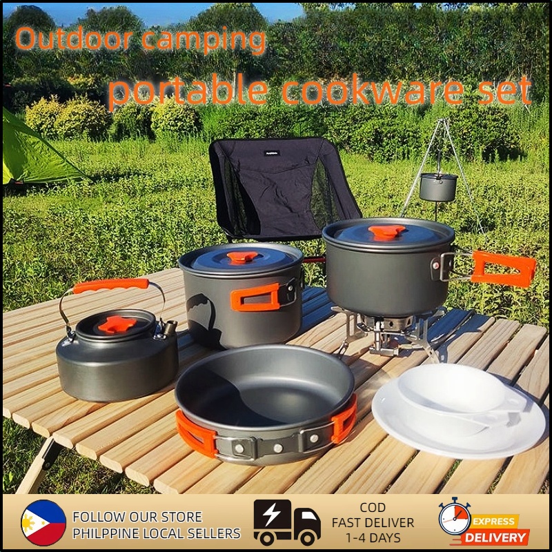 Portable Camping Cooking Set Outdoor non-stick pan Mini Tableware ...