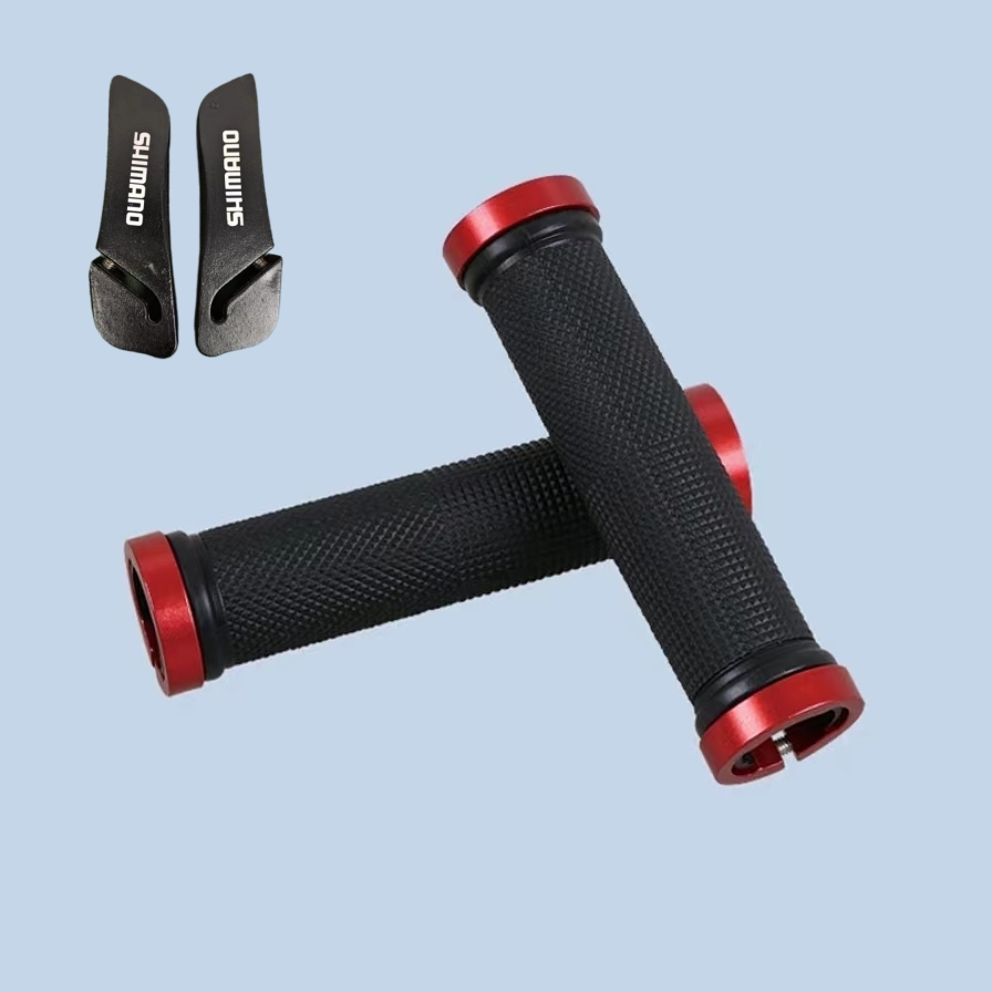 Bike Handle Grip Set with Bar End Alloy Shimano Anti-Slip Design ...