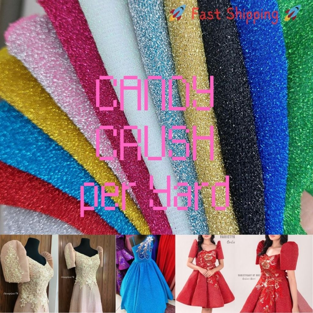 FABRIC per Yard SUPER CANDY CRUSH glitter cloth 60 in. width foil ...