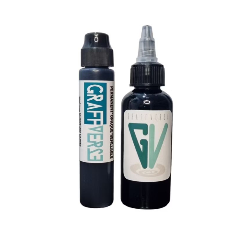 Graff Verse Squeeze Mop Marker 30ml Black S08 + 50ml GV Refill Ink DEEP ...