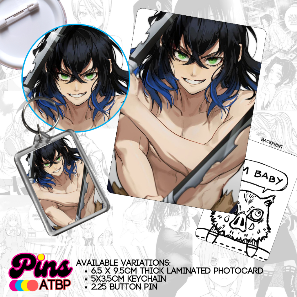 Inosuke Hashibira - Demon Slayer Collectible Photocard Button Pin ...
