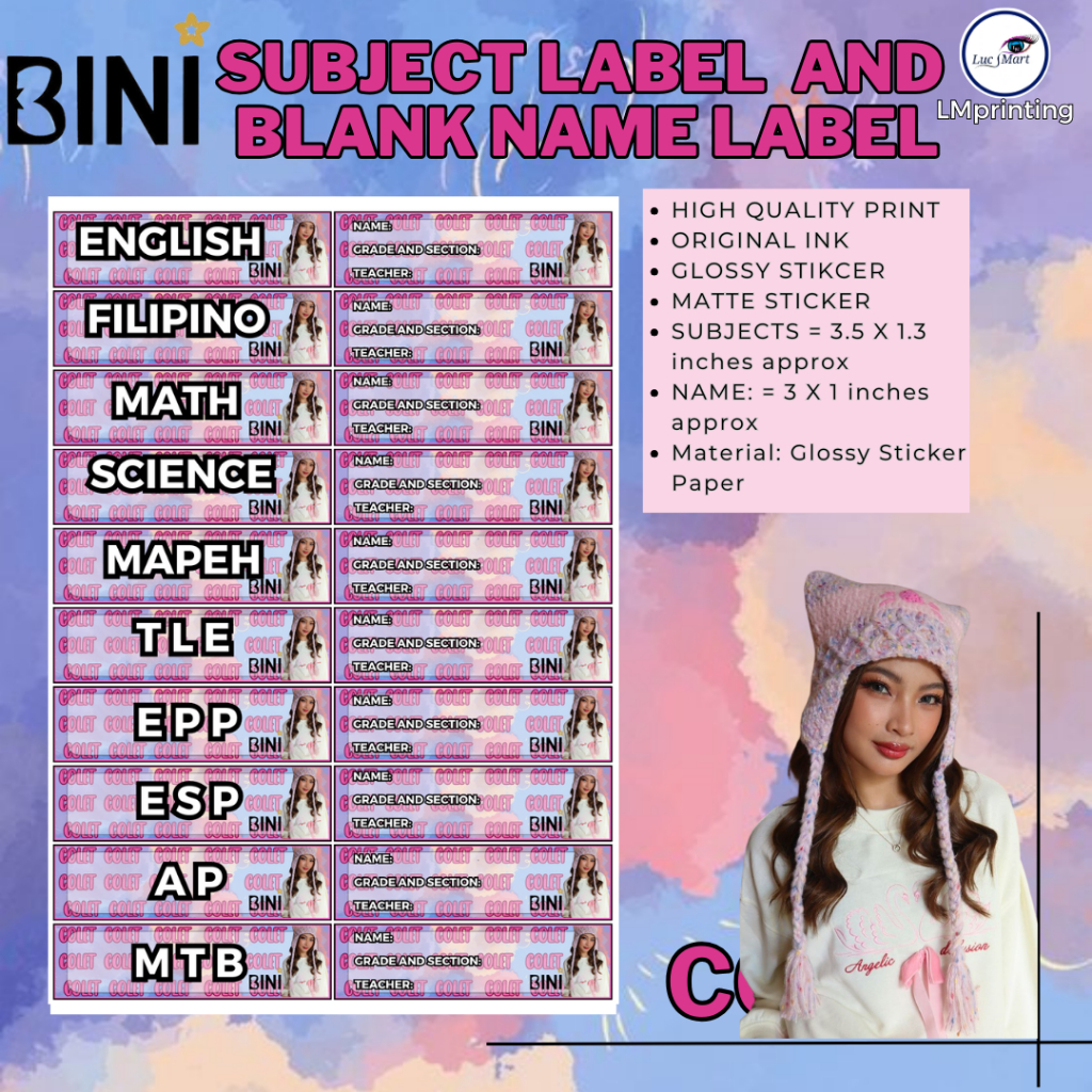 LUCSMART PRINT Bini Members - BINI COLET Inspired Sticker and Name ...