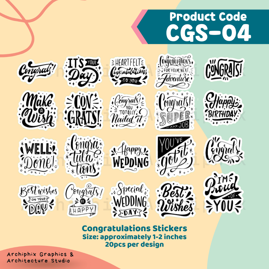Congratulations Congrats Stickers by Archiphix (Set of 20 pcs) | Shopee ...