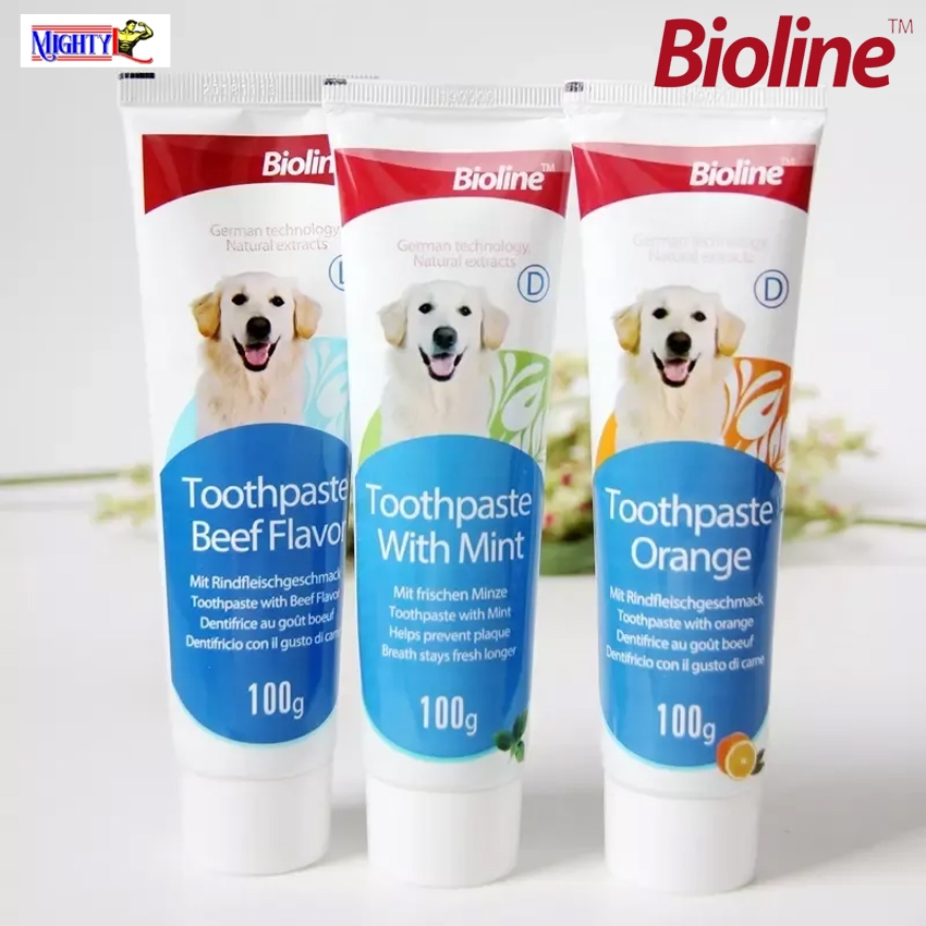 Bioline Toothpaste Dental Care Pet Dog Toothpaste 100g Mint/Orange/Beef ...