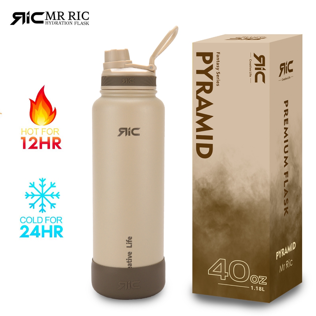 Mr Ric Hydration Flask w/ Free Silicone Boot Insulation Stainless Steel ...
