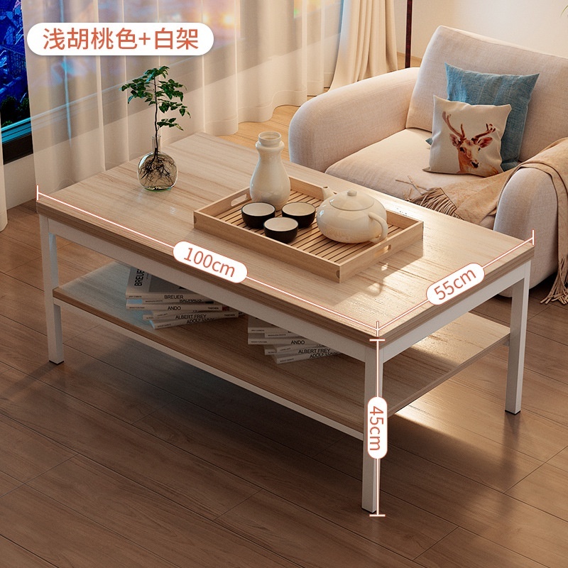 Living Room Custom Cherry Wood Base Tea Table 2 Tiers Glass Top Center ...