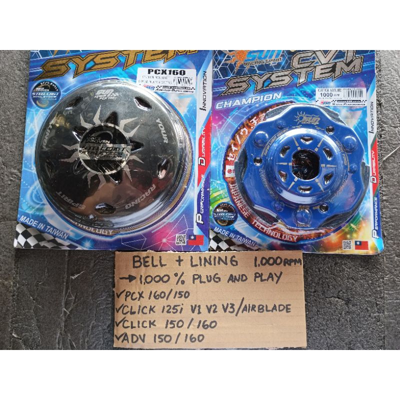 🇮🇹SUN RACING(LATEST)BELL WITH GROOVE/ CLUTCH LINING ASSEMBLY / CLICK 125i/ADV 150160/PCX 150