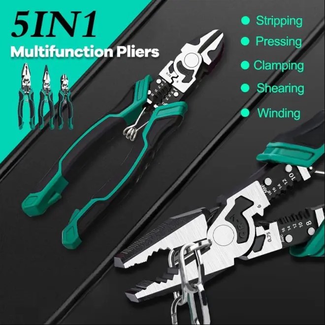 Combination Pliers Multifunction Plier 5 in 1 Pliers Stripper/Crimper ...