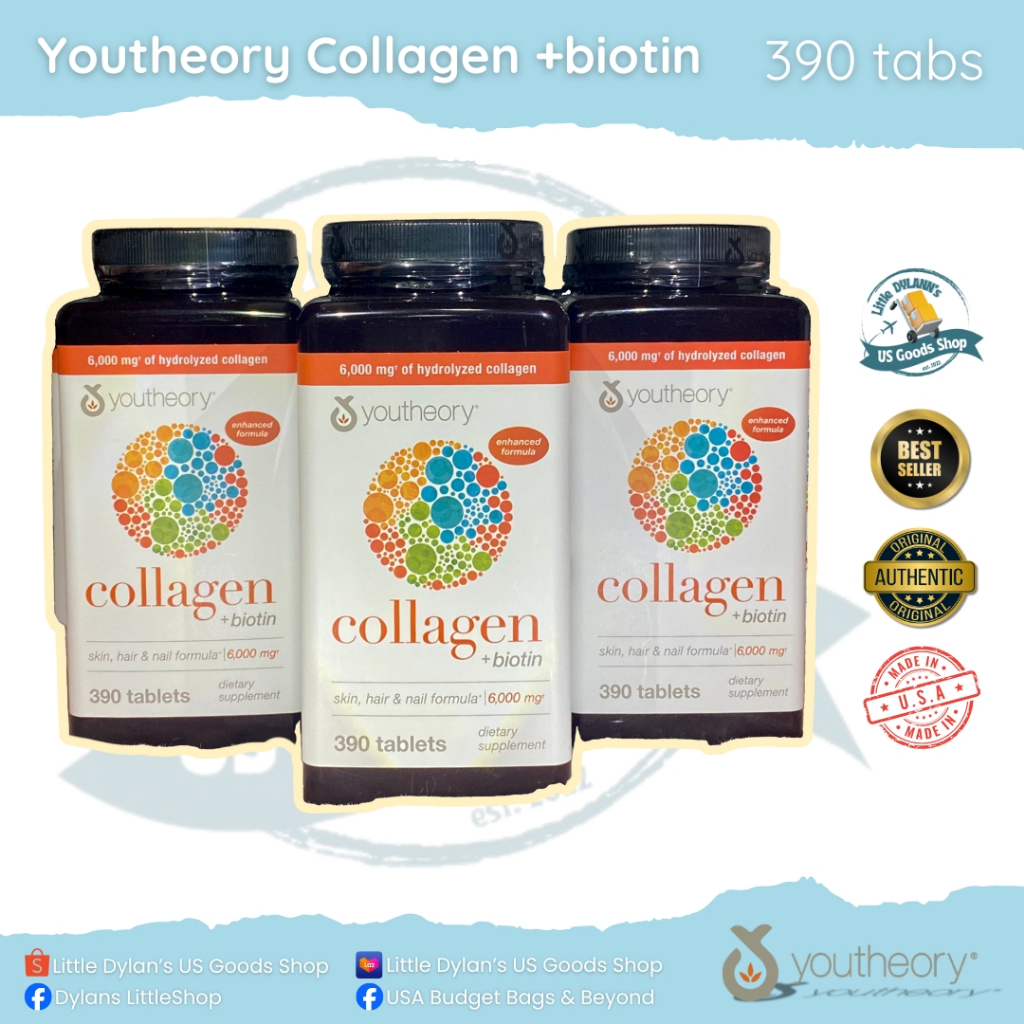 Youtheory Collagen + biotin Enhanced formula 390 tablets [EXP 11/2025 ...