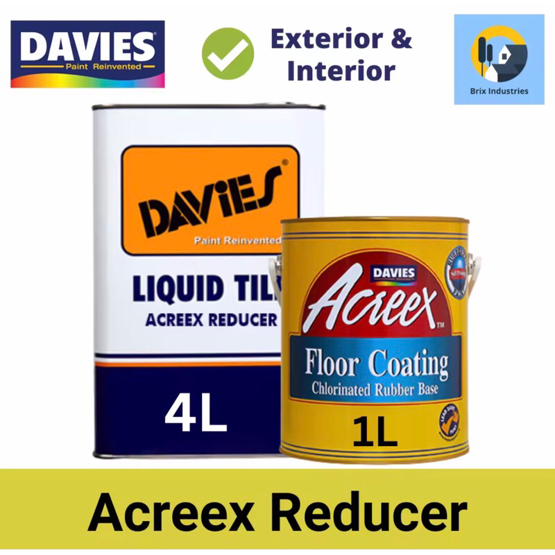 DAVIES ACREEX TILE RED, REDUCER CHLORINATED RUBBER BASE Rubberized Floor Paint/Coating 1 LITERS