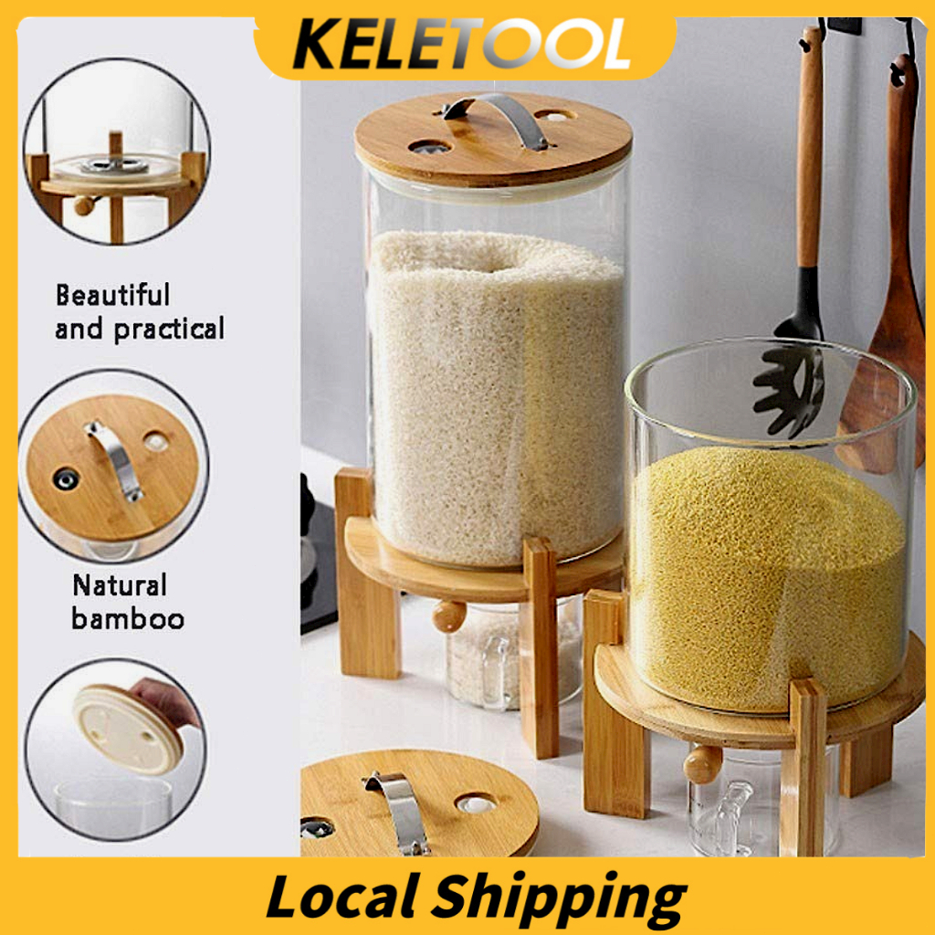Glass rice storage dispenser rice jar glass container | Shopee Philippines